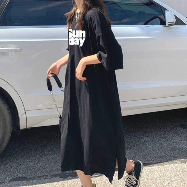 제니바코 부들부들 편안한 루즈핏 여름 반팔 원피스