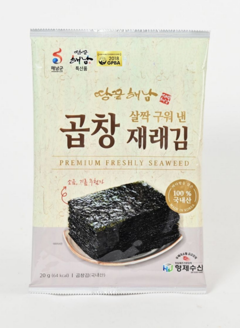 형제만호돌김 땅끝해남 구운 곱창 재래김(5매), 20g, 10개