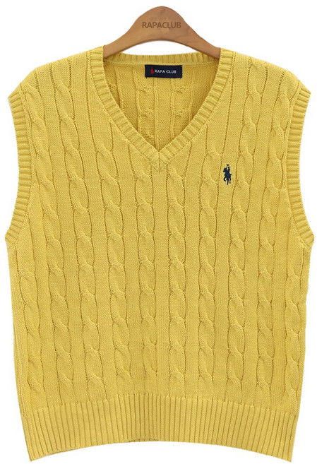 라파클럽 남녀공용 브이넥 케이블 니트 조끼