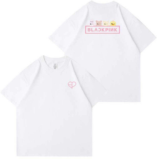 BLACKPINK 粉墨 DEADLINE 演唱會 香港澳門 快閃 周邊同款 短袖T恤 上衣, 1個, 卡通款-白色XL 建議140-160斤