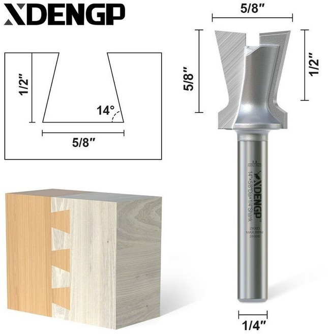 子口荀刀燕尾刀 開槽刀 修邊機刀 頭大鑼機 櫃子蜂箱公母榫卯木工銑刀 鋒利 耐用, 1個, XDP子口刀1/4柄*5/8