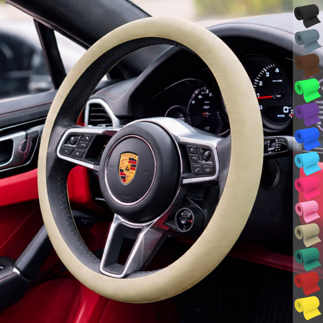 토이팝21 논슬립 차량용 핸들커버 실리콘 얇은 원형 D컷 15컬러, 베이지