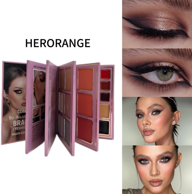 HERORANGE휴대용 북 디자인 78색 아이섀도우 팔레트 글리터 무펄 컨투어링 풀메이크업 키트, 1개, 78색 책형 화장 팔레트