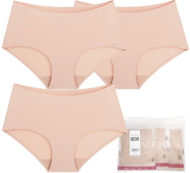 판도라by비비안 심리스 노라인 누디 팬티 3종 세트(지퍼백 포장)
