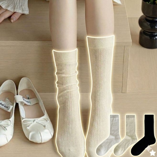 모노리 여성 시스루 순면 여름 레인부츠 통기성 양말 얇은 메쉬