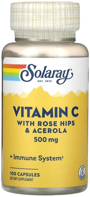 Solaray 비타민C 로즈힙 및 아세로라 함유 500mg 캡슐 100정, Solaray비타민C로즈힙및아세로라함유500mg캡슐10, 1개 - 쿠팡