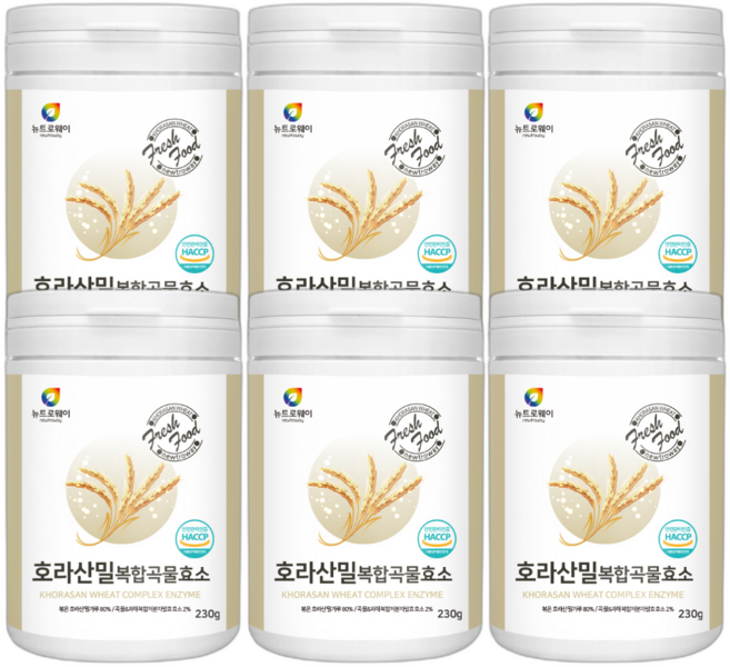 호라산밀 복합효소 분말 카뮤트 효소 식약처 HACCP 인증 탄수화물 분해효소, 230g, 6개