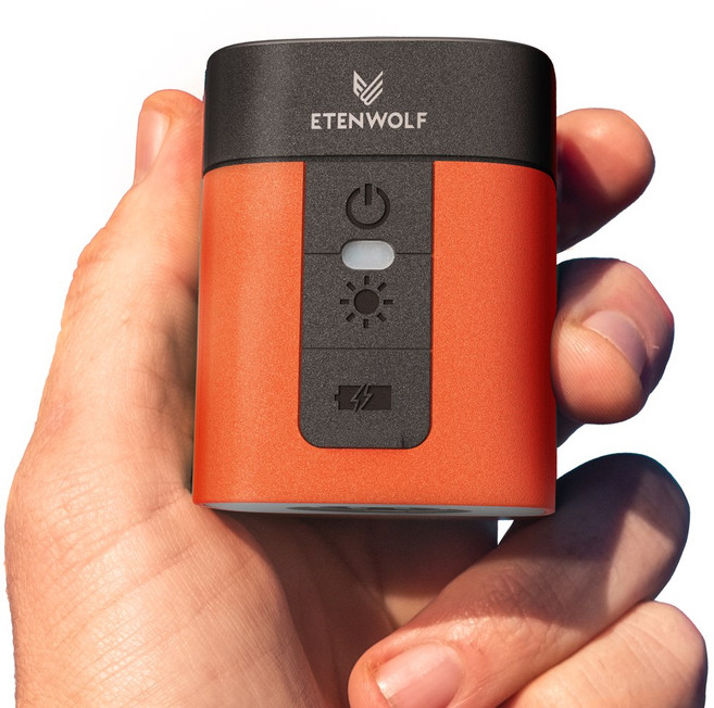 ETENWOLF AIR 3 휴대용 공기 압축기 캠핑 라이트 360L/ n 에어 침대 슬리핑 패드 용 야외 팽창기 수축기 펌프 2600mAh, Orange, 02 Orange