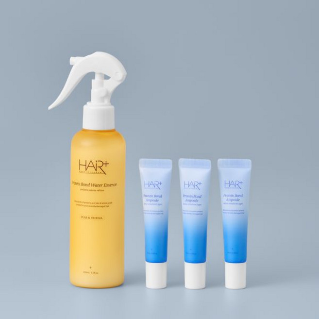 헤어플러스 단백질 본드 페어 앤 프리지아 워터 노워시 트리트먼트 200ml+앰플 15mlx3 뿌리는 극손상 헤어팩 향좋은 퍼퓸, 2.프리지아 워터200+단백질샴푸50x3