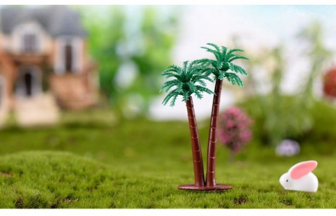 Li-one聖誕樹仿真花微景觀居家裝飾園藝造景拍攝道具擺飾迷你場景佈置療癒小物DIY櫥窗, 1個, 雙椰樹