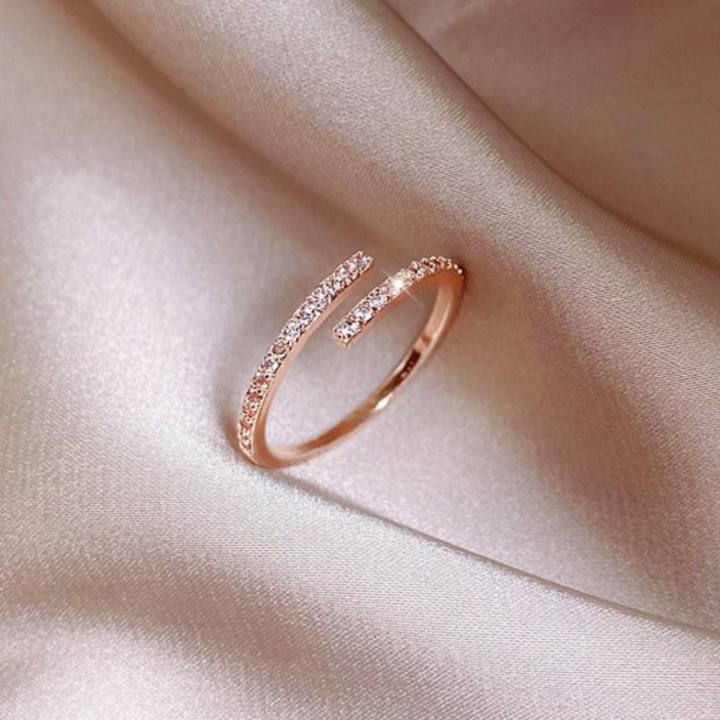 Ramlove 18K 로즈골드 플렉서블 다이아몬드 라인 도금 반지 KJT-SS111