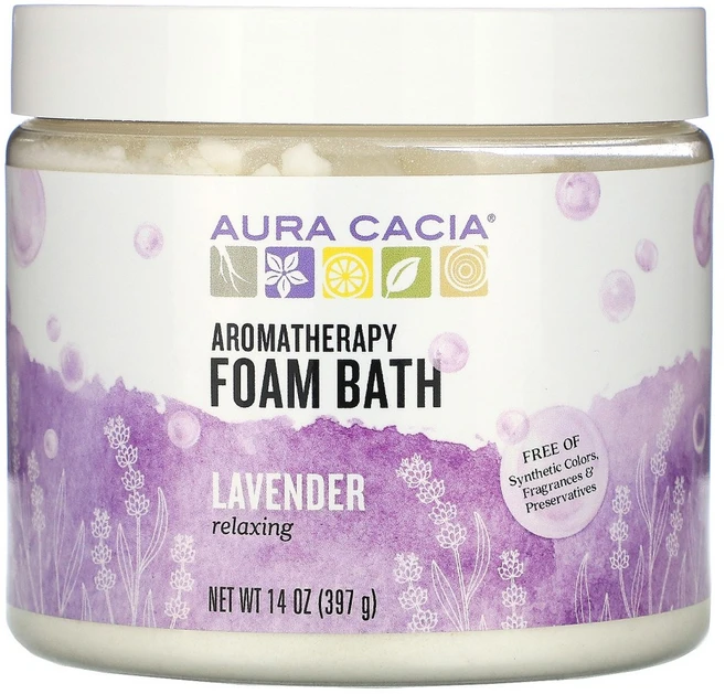 Aura Cacia 아로마테라피 폼 배스 릴렉싱 라벤더 397g(14oz) 2팩, 397g - 쿠팡