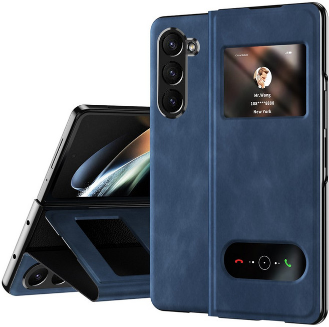 케바케 갤럭시 Z폴드6 Z폴드7 힌지 액정 보호 뷰 커버 가죽 거치대 케이스