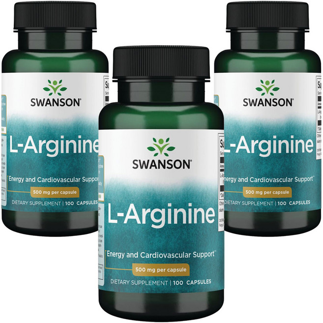스완슨 L-아르기닌 500mg 캡슐, 100정, 3개