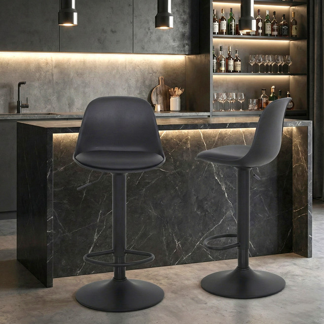 베스트렉 파우더코팅 심플 바의자 발걸이형 A121 2p, 블랙, 2개