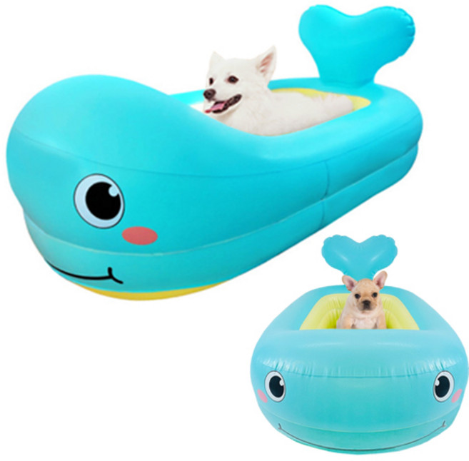 강아지 튜브 고래 블루 물놀이 애견 튜브 반려견 튜브, 1개