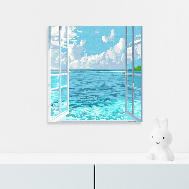 플레이어바웃 DIY 창문의 해변 명화그리기 세트 유화 20 x 20cm, 창문의 해변 (PL00005), 1개