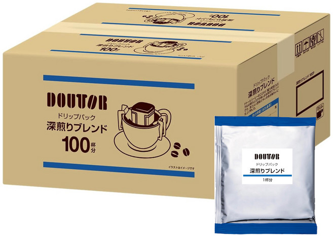 DOUTOR 도토루 커피 드립백 100개입 / 부드러운 블렌드/ 킬리만자로 블렌드 대용량 1박스, 1개