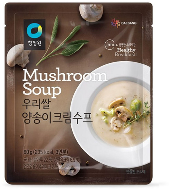 청정원 우리쌀 양송이 크림수프, 60g, 2개