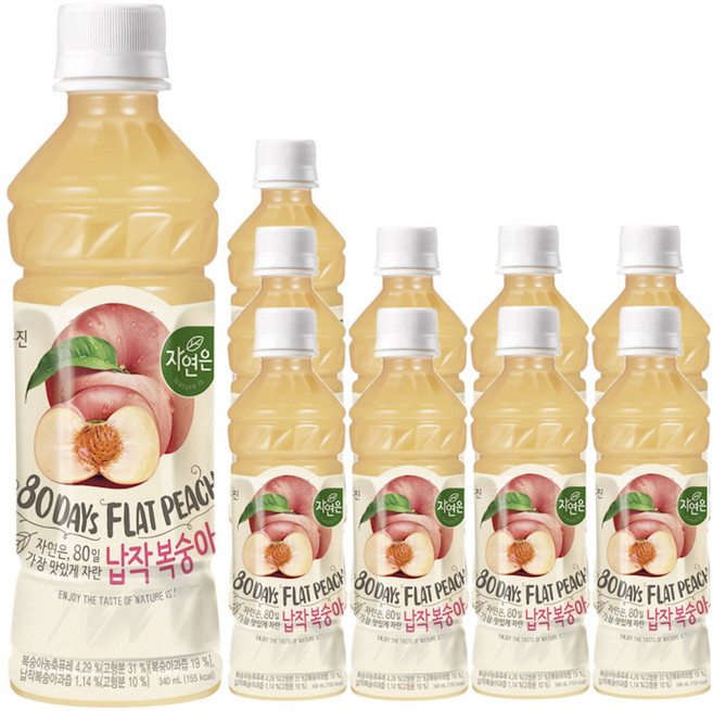웅진 자연은 납작복숭아, 340ml, 10개
