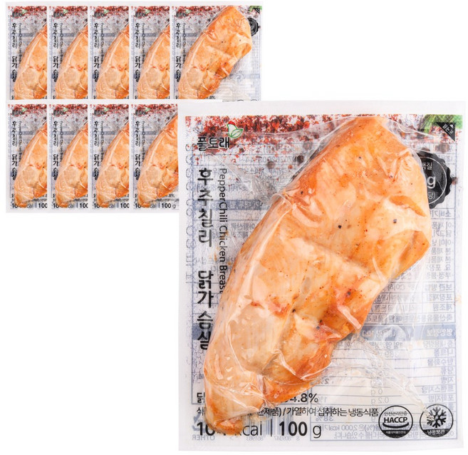 풀토래 통닭가슴살 후추칠리 10팩 세트 100%국내산 식사대용, 20개