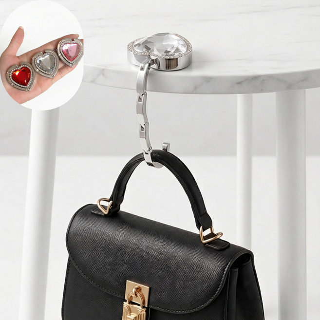 포클릿 휴대용 하트 가방걸이, 화이트, 1개