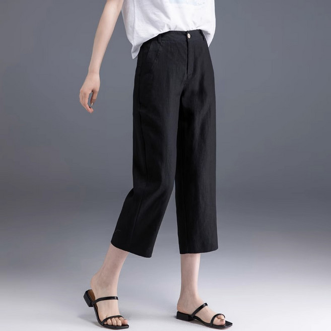 JINGHENG 여성 슬랙스 세미 스트레이트 8부 팬츠W9
