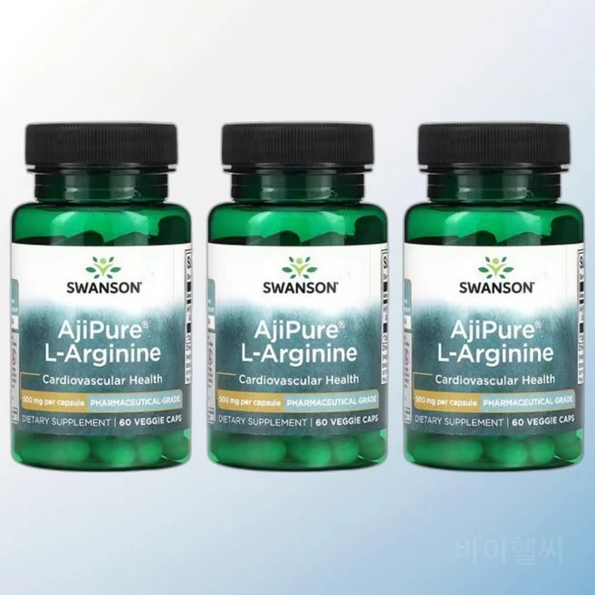 스완슨 아지퓨어 엘-알기닌 500mg 60캡슐 3병 AjiPure L-Arginine, 60정 - 쿠팡