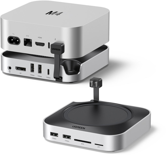 UGREEN 유그린 맥미니 M4/M4 PRO용 10in2 도킹스테이션 USB-C타입 멀티허브|2년 무상보증|DP출력 4K240Hz|10Gbps|M.2 NVMe SSD 호환| 8TB, 1개, 스페이스 그레이
