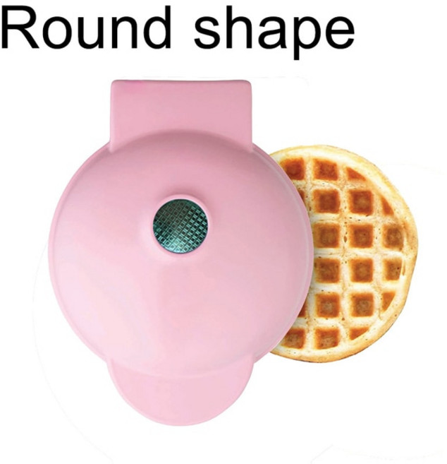 전기 미니 와플 메이커 기계 키즈 조식 디저트 냄비 작은 프라이드 에그 주방 요리 기구 110V 220V, 220V_AU, Pink circular shape, Pink+220V+AU