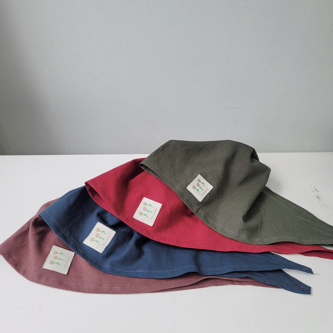 꽃라벨 린넨두건