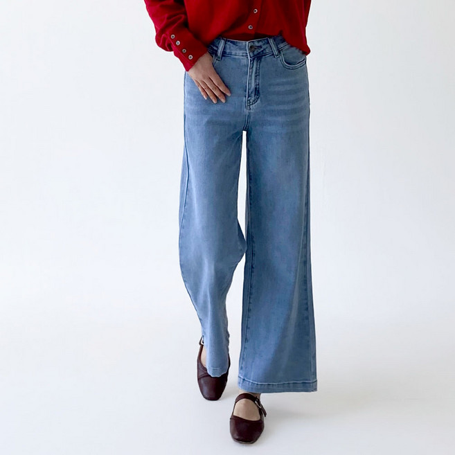 루나진 여성 청바지 소프트 와이드핏 데님 팬츠