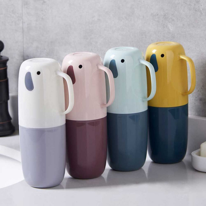 브로키 휴대용 칫솔 치약 케이스 물빠짐 통풍 양치컵, 화이트, 1개