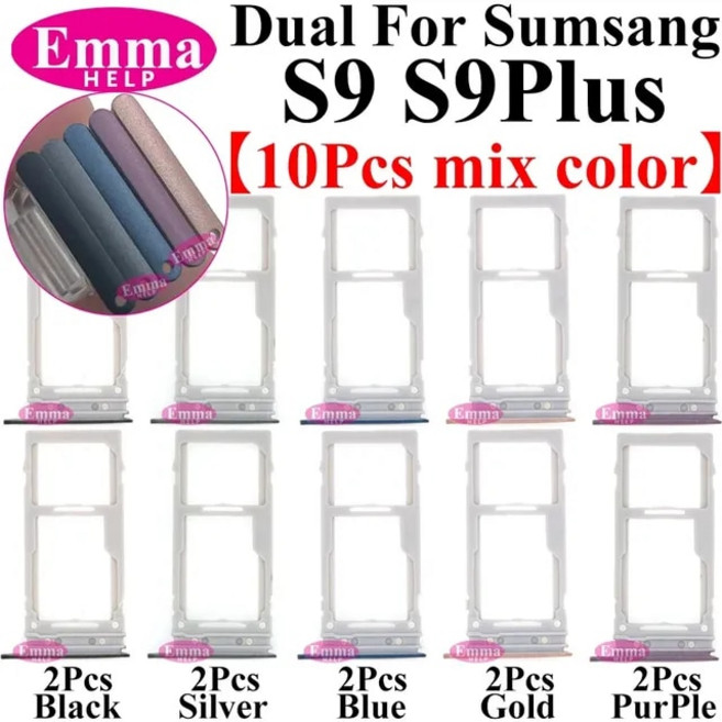휴대폰 핸드폰 스마트폰 수리 부품 듀얼 카드 심 SD 트레이 SIM 칩 거치대 슬롯 어댑터 서랍 삼성 호환 갤럭시 S23 S22 S21 플러스 울트라 S10 S9 S8, [14] S9 S9Plus, 1개