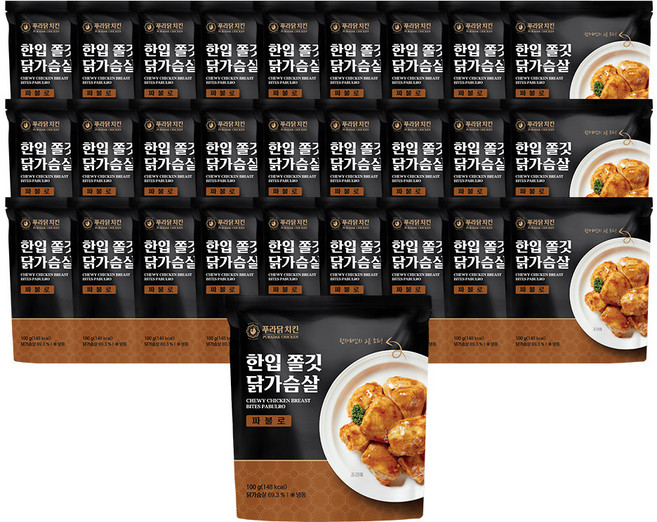 [무료배송/당일출고] 푸라닭 한입쫄깃 닭가슴살 파불로, 28개, 100g