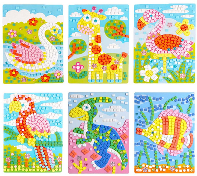 감성팩토리 모자이크스티커 EVA 놀이 6종, 1세트, D타입