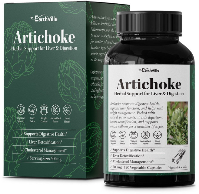 어스빌 아티초크 10배농축 추출물 알약 500mg 베지캡슐, 1개, 120정