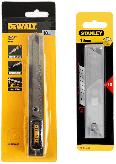 공구지기 디월트 18mm 스냅오프칼+스탠리 칼날세트 DWHT10038+0-11-301, 1개