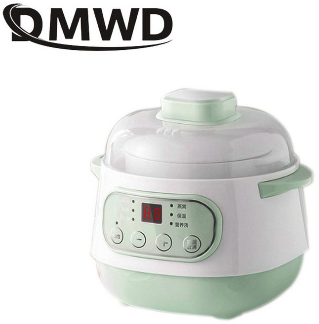 전기 세라믹 슬로우 쿠커 스튜 수프 건강 계란 식사 스티머 유아식 조리 기계 110V 220V, 12) Green - AU