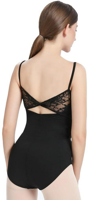 Lanbodance 여성용 캐미솔 레오타드 발레 걸스 댄스 코스튬 블랙 레이스 라지