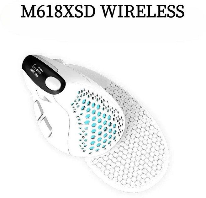 버티컬 마우스Delux M618XSD 마우스 4000 인치 당 점 센서 무선 블루투스 PAW3212 수직 OLED 액정 디스플레, 04 WHITE, 1개