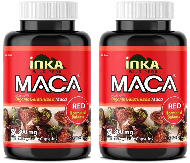 (2병) 유기농 페루 레드마카 800mg 90식물성캡슐 여성마카 여성호르몬 에스트로겐 갱년기 캐나다 직구, 90정, 2개
