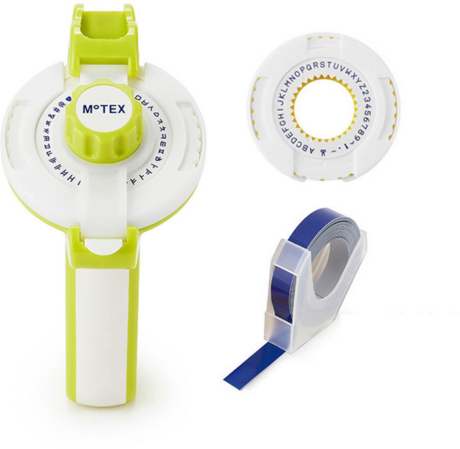 모텍스 라벨메이커 네임텍 또각이 엠보싱 라벨기 E-202, 1세트, 라임