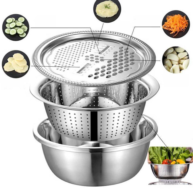 스테인리스 믹싱볼 채반 강판 세트 물빠짐 샐러드 세척, 1개