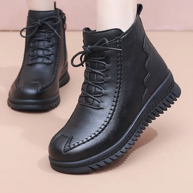 페이준 데일리 기모 방한 지퍼 여성 겨울 앵클 부츠 따뜻한 미끄럼 방지 방한화 HFX451