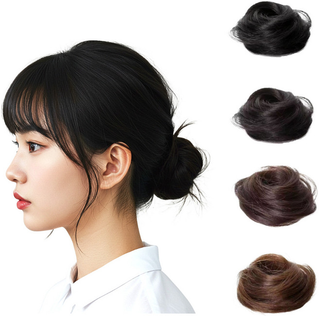 솔레비타 똥머리 가발 밴드, 1개, 초코브라운