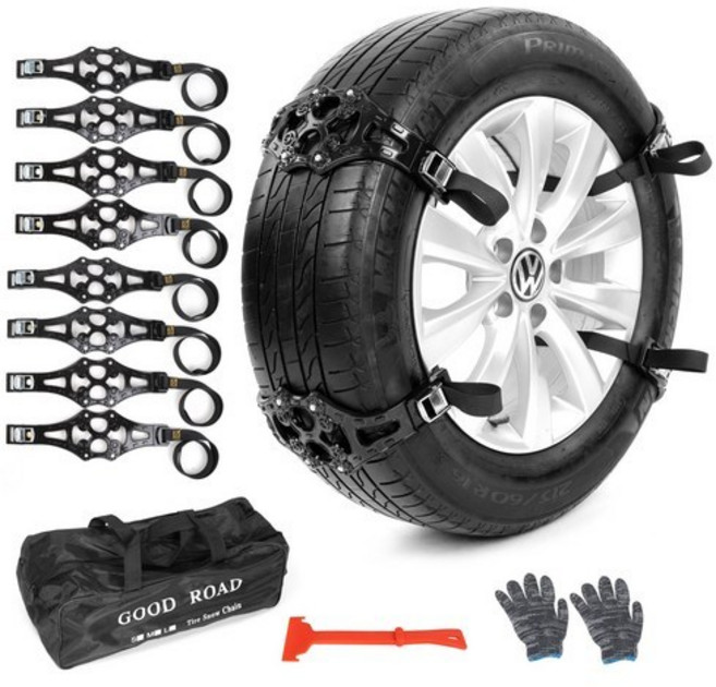 전차종 스노우체인 우레탄체인 눈길 빙판길 미끄럼방지 벨트형 자동차체인 8개입, 1개