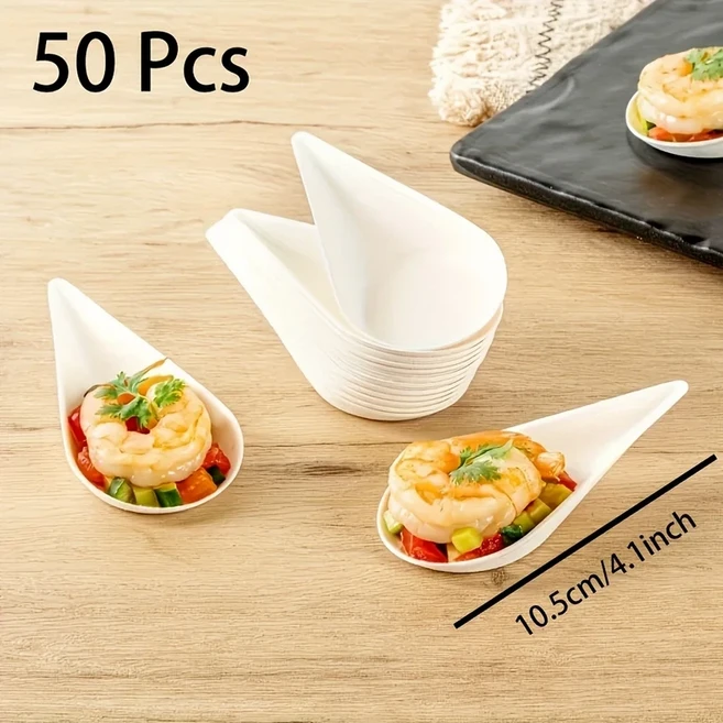 50 Pcs 디저트 플레이트 홈 제공하는 워터 드롭 일회용 과일 저녁 식사 요리 종이, 01 50pcs