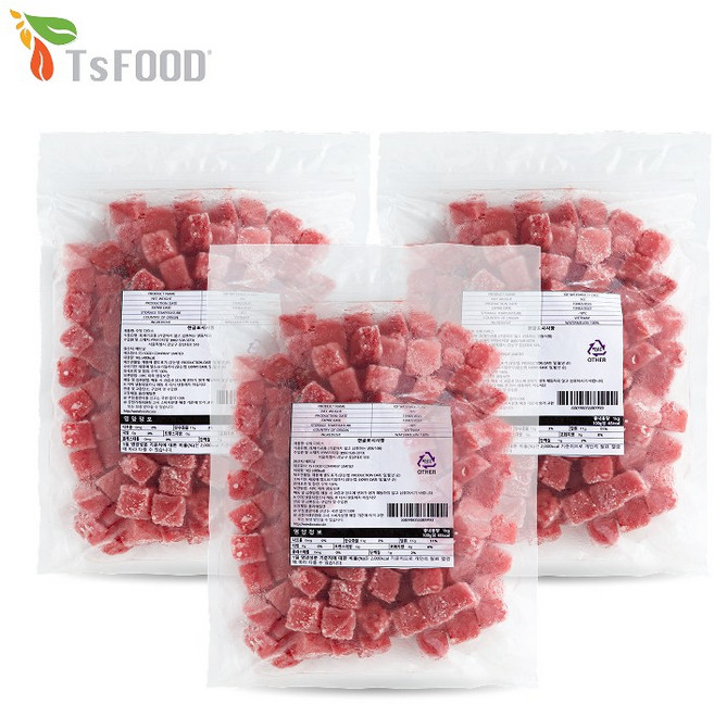 [TS FOOD] 냉동 수박 다이스 IQF 1kg x3, 3개