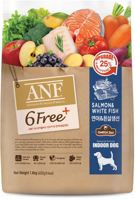 ANF 전연령 유기농 6Free 연어 애견사료, 연어+흰살생선, 2kg, 1개